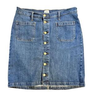 J. Crew Reimagined Denim Skirt Button Front Sz. 32 Western Boho